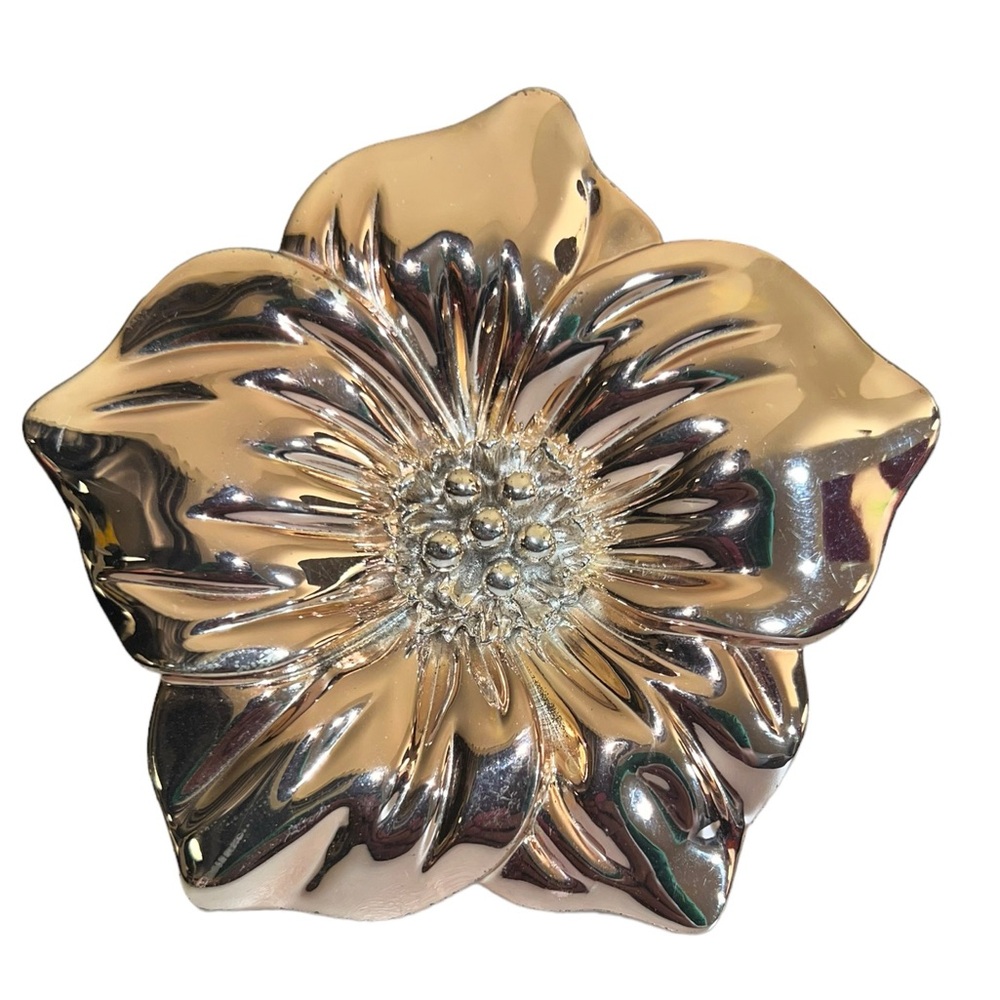 "For Your Ease Only"- Trinket Box- 2006 Mirrored - Metal Flower- Lined box